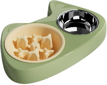 ظرف غذا دوقلو آرام خور همراه با ظرف استیل