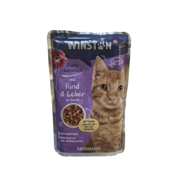 پوچ گربه وینستون با طعم گوشت گاو در سس وزن 100 گرم