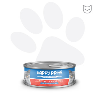 کنسرو نچرال گربه هپی پرایم با طعم ماهی تن و برنج وزن 120 گرم