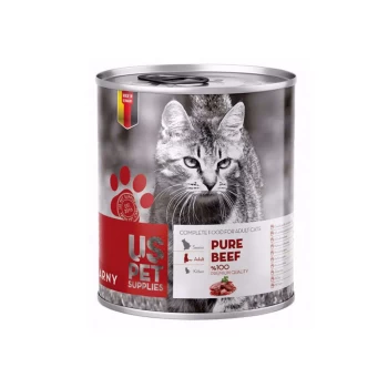 کنسرو گربه بالغ یو اس پت طعم گوشت خالص 400 گرم