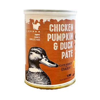 کنسرو پته گوشت اردک و مرغ و کدو مخصوص سگ توله 400 گرمی